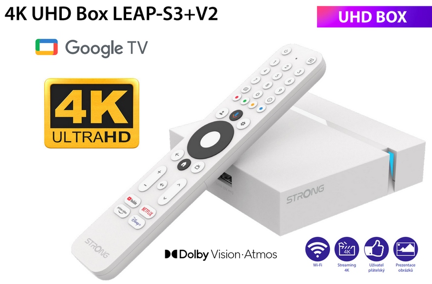 Strong LEAP-S3+ V2 Google TV 4K UHD Android TV multimediální přehrávač